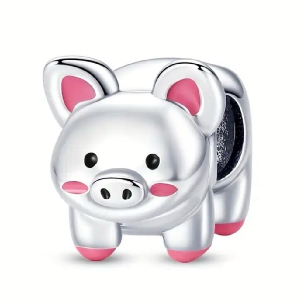 Silver Pig Charm